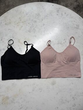 Laura Ashley Dual-Pack Seamless Bralettes in Black & Dusty Pink